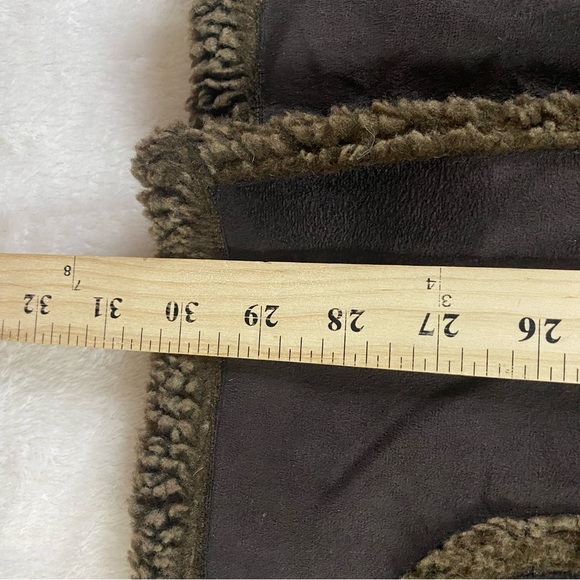 LL Bean Sherpa Lined Jacket Faux Fur Suede Toggle Coat Brown Women’s L Regular - Picture 8 of 9